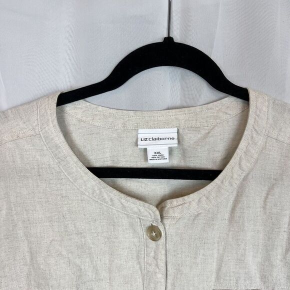 Liz Clairborne linen short sleeve button down XXL safari outdoor farmhouse - Picture 2 of 13